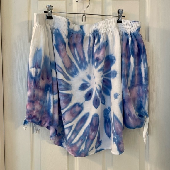 Boho style Hand crafted tie dyed off the shoulder top - Picture 1 of 7